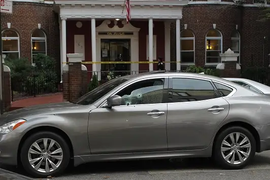Bullets pock the parked car a man was shot in early this morning on East 19th Street in Ditmas Park.